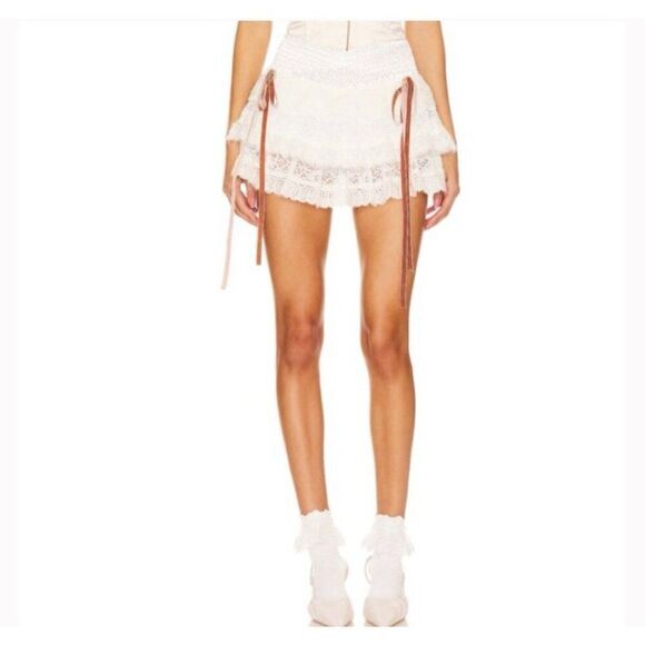 Zemeta Attic Ballerina Skort Skirt White Lace Mini Xs - Picture 6 of 11